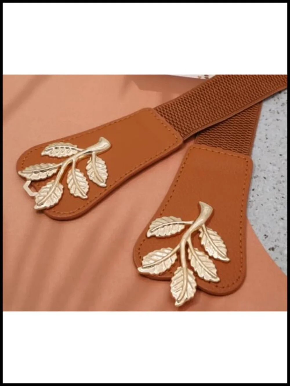 Women's Skinny Stretch Belt with Double Knot Buckle Faux Leather Elastic